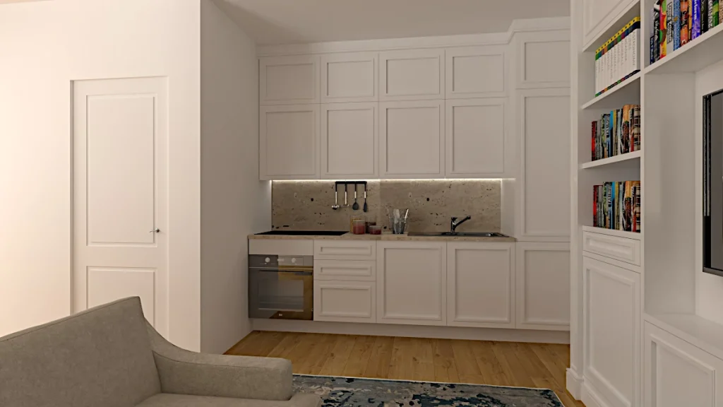 Cucina su misura in un mini appartamento in zona Colosseo